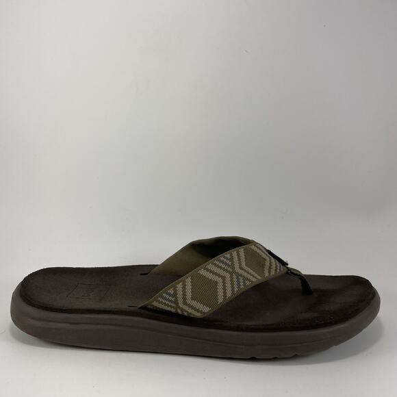 Teva Voya Canvas Flip Flops Mens Size 9 Olive Green Sandals Beach Pool Comfort - Picture 1 of 9